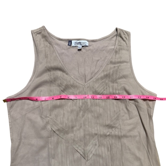 Lined Gauze Sleeveless Top, Tan, Jennifer Lopez, L - Picture 4 of 6